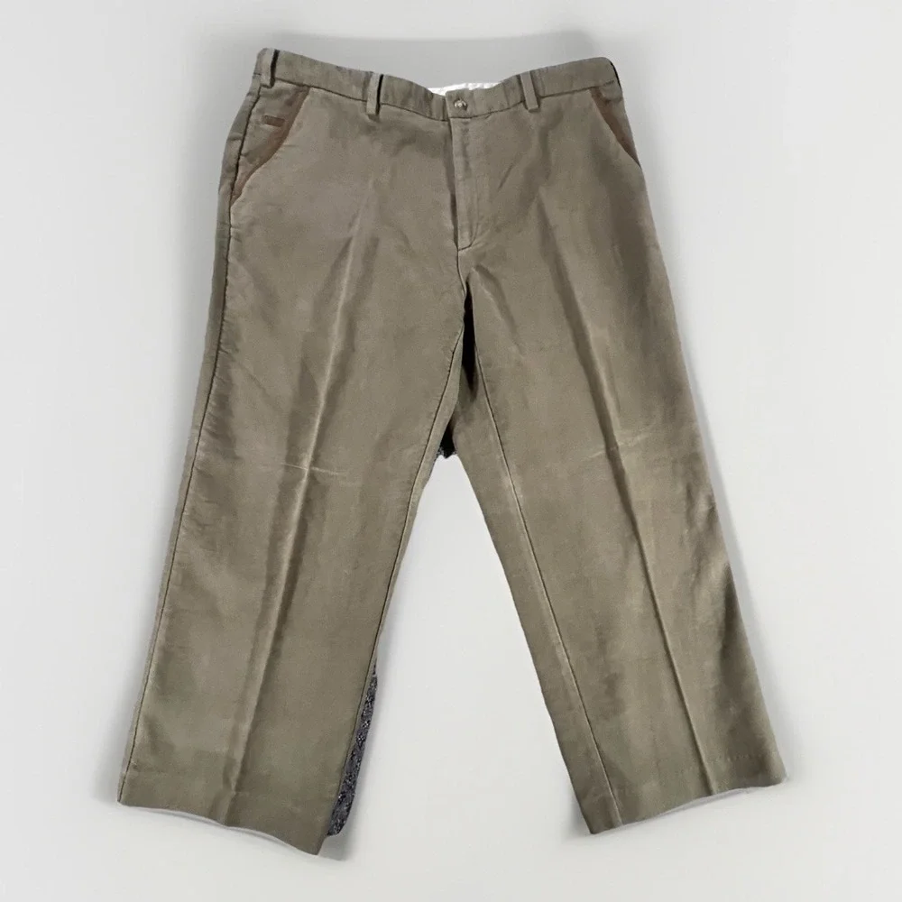 Orvis Men Size 40 Tan Suede Brown Trim Cotton Five Pocket Hunting Pants
